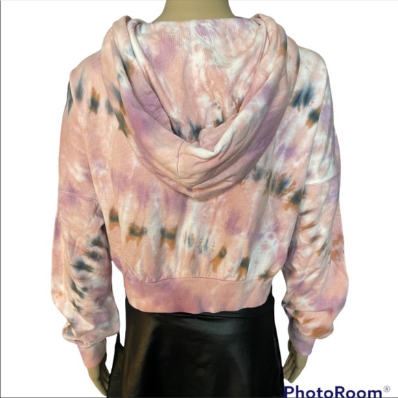 Young Fabulous & Broke Cropped Pink Tie Dye Hooded Sweatshirt - Picture 12 of 13